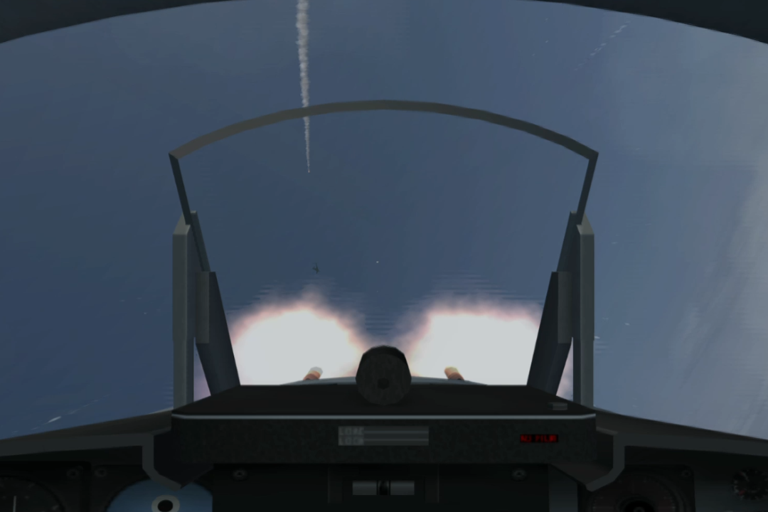 Cockpit view of jet in combat