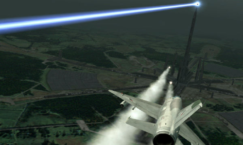 Plane firing at tower, tower is firing lasers