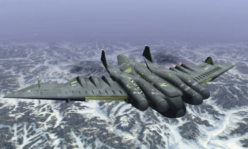 Large futuristic airship flying